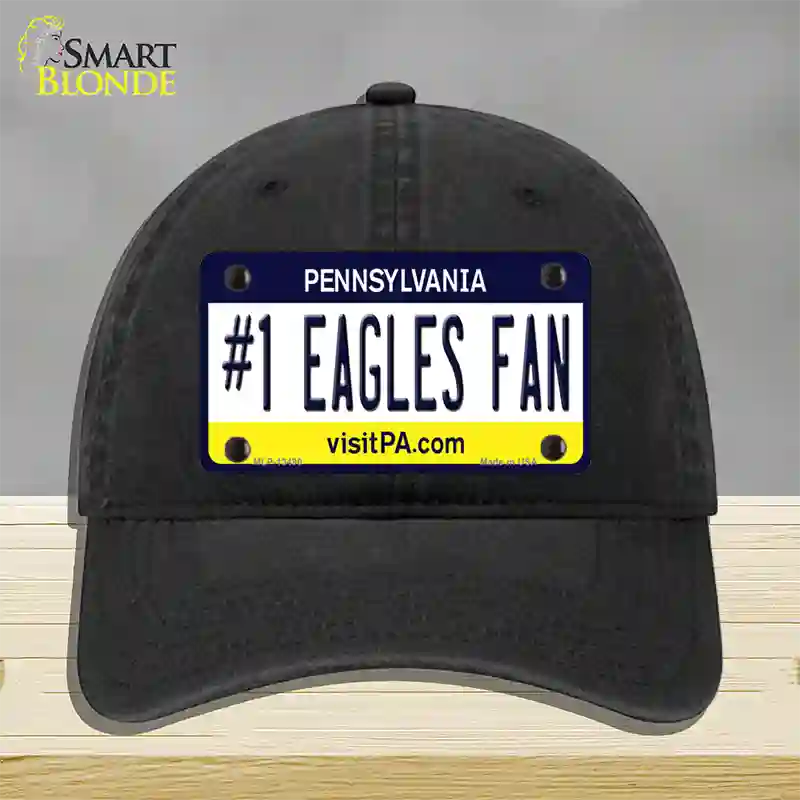 Number 1 Eagles Fan Novelty License Plate Hat Tag Unconstructed Cotton / Black