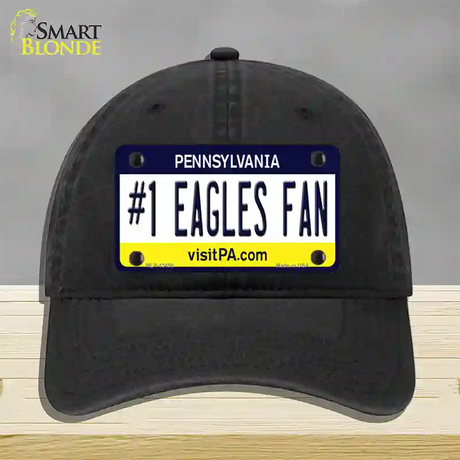 Number 1 Eagles Fan Novelty License Plate Hat Tag Unconstructed Cotton / Black