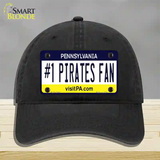 Number 1 Pirates Fan Novelty License Plate Hat Tag Unconstructed Cotton / Black