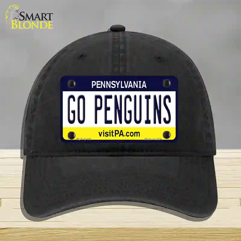 Go Penguins Novelty License Plate Hat Tag Unconstructed Cotton / Black