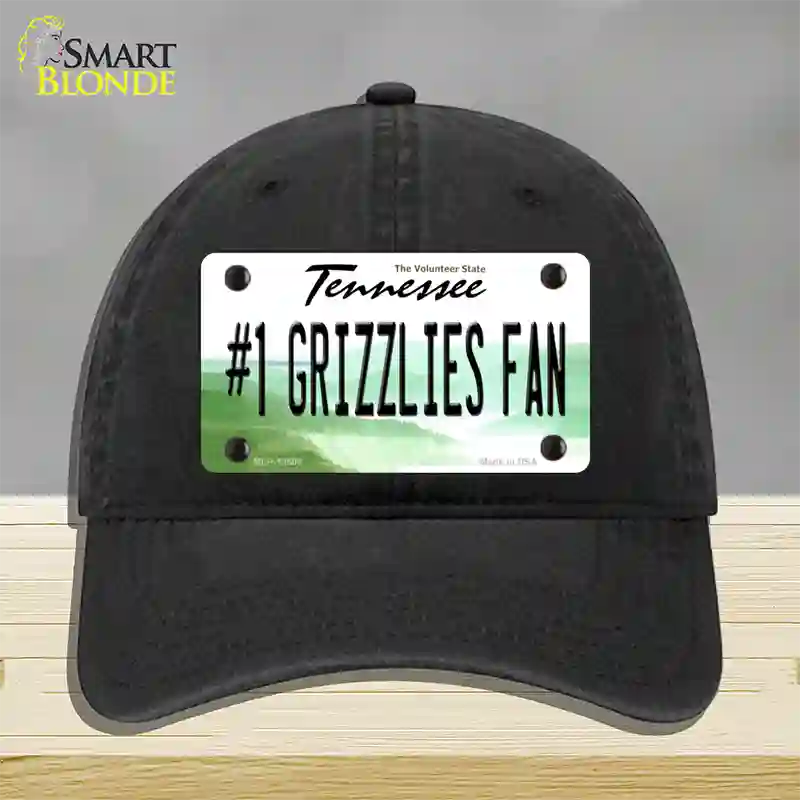 Number 1 Grizzlies Fan Novelty License Plate Hat Tag Unconstructed Cotton / Black