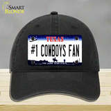 Number 1 Cowboys Fan Novelty License Plate Hat Tag Unconstructed Cotton / Black