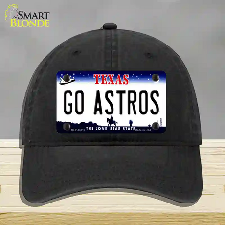 Go Astros Novelty License Plate Hat Tag Unconstructed Cotton / Black