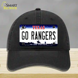 Go Rangers Texas Novelty License Plate Hat Tag Unconstructed Cotton / Black