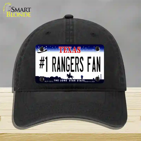 Number 1 Rangers Fan Texas Novelty License Plate Hat Tag Unconstructed Cotton / Black