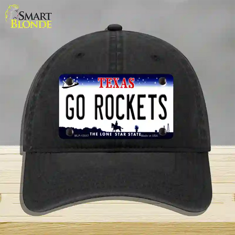 Go Rockets Novelty License Plate Hat Tag Unconstructed Cotton / Black