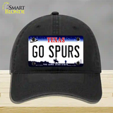 Go Spurs Novelty License Plate Hat Tag Unconstructed Cotton / Black