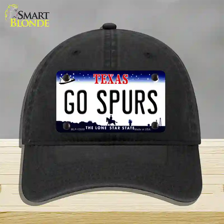 Go Spurs Novelty License Plate Hat Tag Unconstructed Cotton / Black