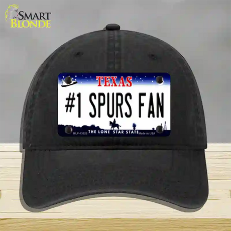 Number 1 Spurs Fan Novelty License Plate Hat Tag Unconstructed Cotton / Black