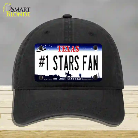 Number 1 Stars Fan Novelty License Plate Hat Tag Unconstructed Cotton / Black