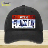 Number 1 Jazz Fan Novelty License Plate Hat Tag Unconstructed Cotton / Black