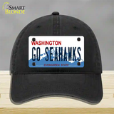 Go Seahawks Novelty License Plate Hat Tag Unconstructed Cotton / Black