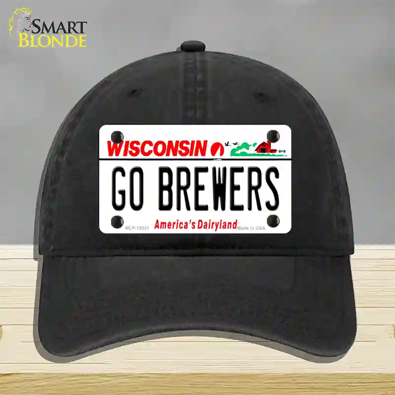 Go Brewers Novelty License Plate Hat Tag Unconstructed Cotton / Black