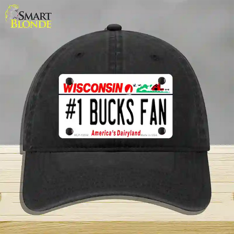 Number 1 Bucks Fan Novelty License Plate Hat Tag Unconstructed Cotton / Black