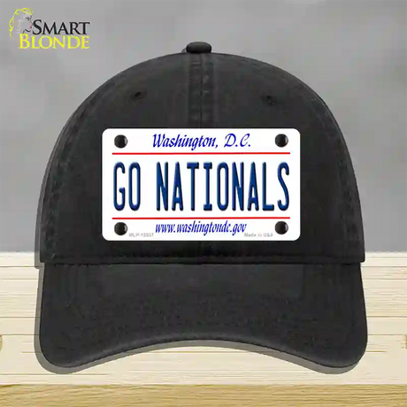 Go Nationals Novelty License Plate Hat Tag Unconstructed Cotton / Black