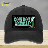 Cowboy Cadillac Novelty License Plate Hat Unconstructed Cotton / Black