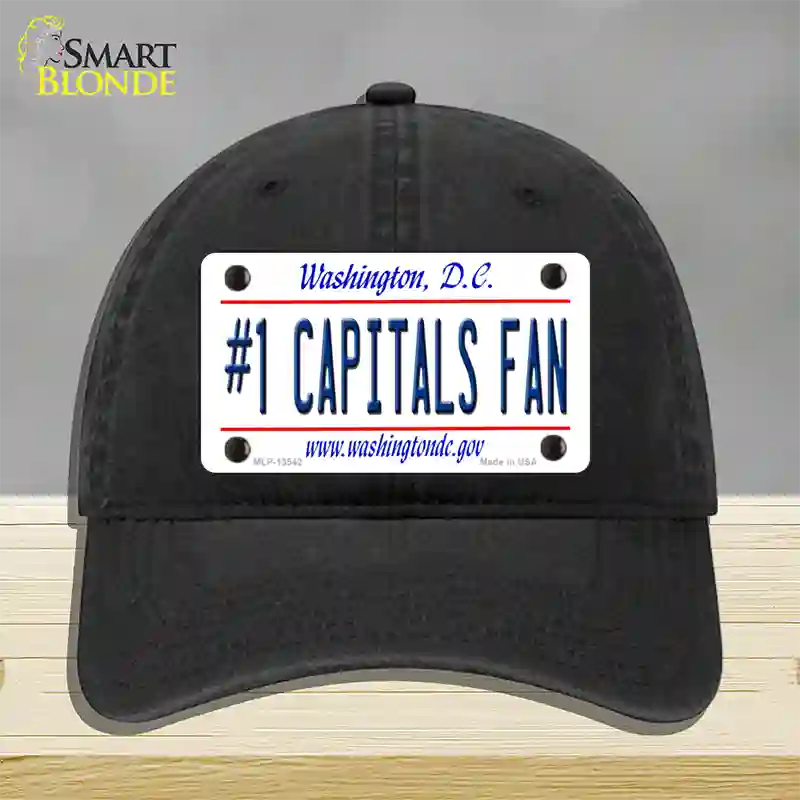 Number 1 Capitals Fan Novelty License Plate Hat Tag Unconstructed Cotton / Black