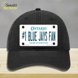 Number 1 Blue Jays Fan Novelty License Plate Hat Tag Unconstructed Cotton / Black