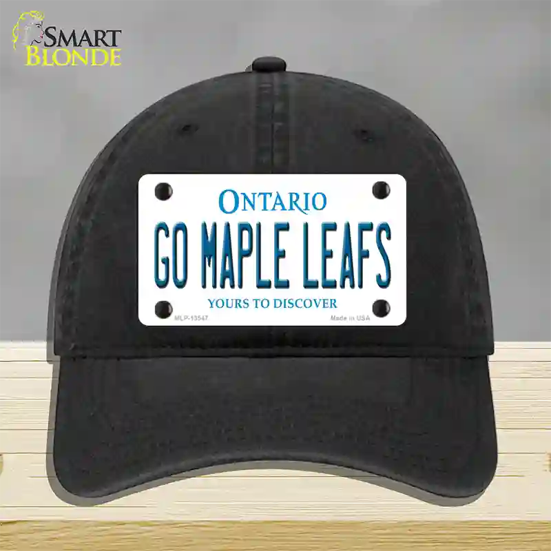 Go Maple Leafs Novelty License Plate Hat Tag Unconstructed Cotton / Black