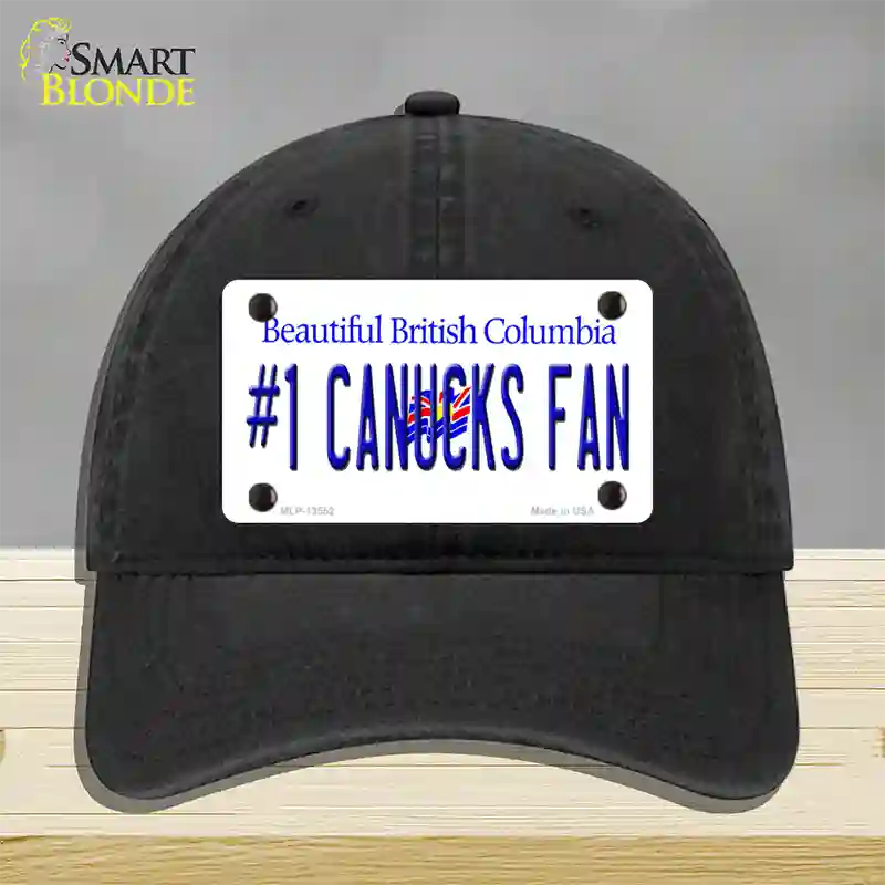 Number 1 Canucks Fan Novelty License Plate Hat Tag Unconstructed Cotton / Black