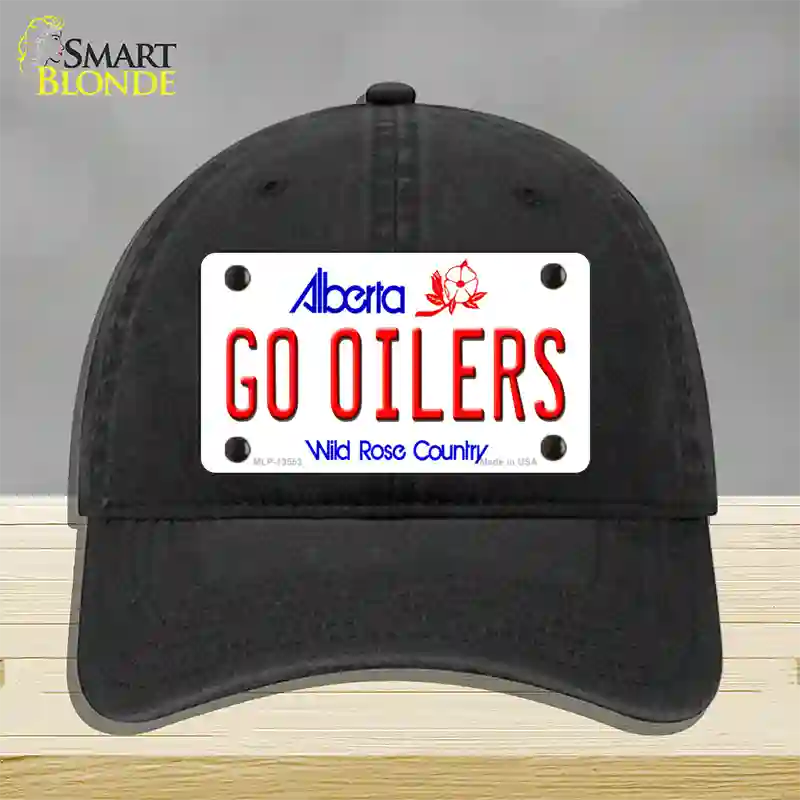 Go Oilers Novelty License Plate Hat Tag Unconstructed Cotton / Black