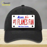 Number 1 Flames Fan Novelty License Plate Hat Tag Unconstructed Cotton / Black