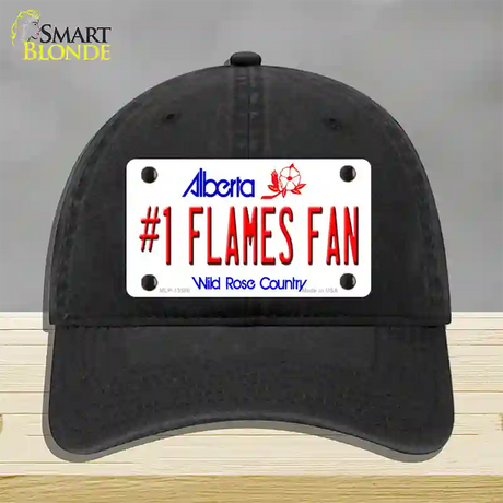 Number 1 Flames Fan Novelty License Plate Hat Tag Unconstructed Cotton / Black