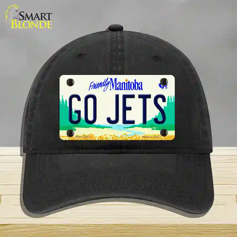Go Jets Manitoba Novelty License Plate Hat Tag Unconstructed Cotton / Black
