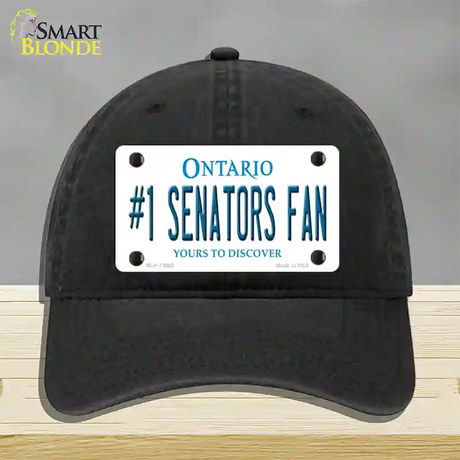 Number 1 Senators Fan Novelty License Plate Hat Tag Unconstructed Cotton / Black