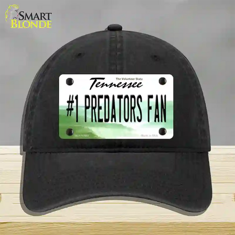 Number 1 Predators Fan Novelty License Plate Hat Tag Unconstructed Cotton / Black