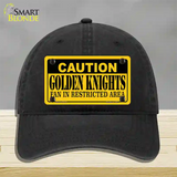 Caution Golden Knights Novelty License Plate Hat Tag Unconstructed Cotton / Black