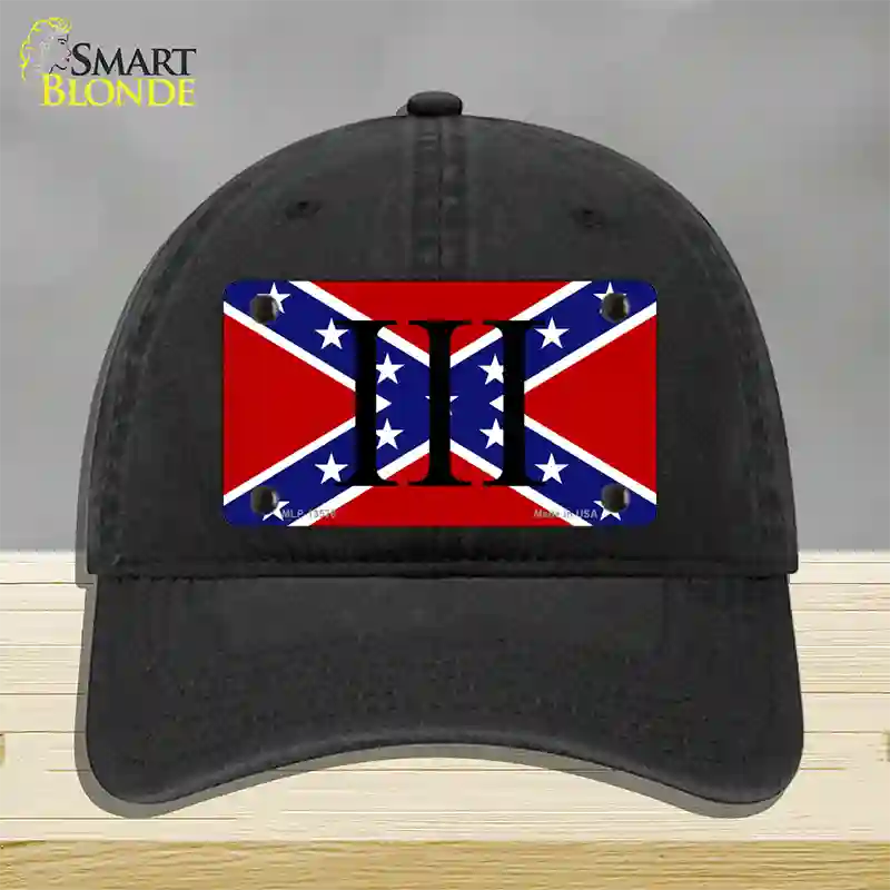 3 Percenter Confederate Novelty License Plate Hat Tag Unconstructed Cotton / Black