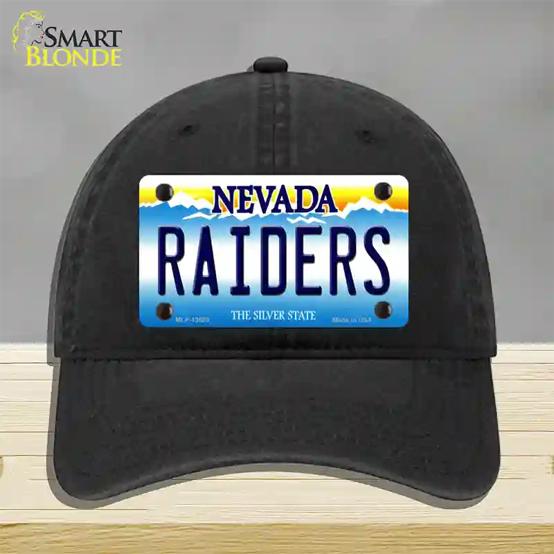 Raiders Nevada Novelty License Plate Hat Tag Unconstructed Cotton / Black