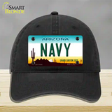 Navy Arizona Novelty License Plate Hat Tag Unconstructed Cotton / Black