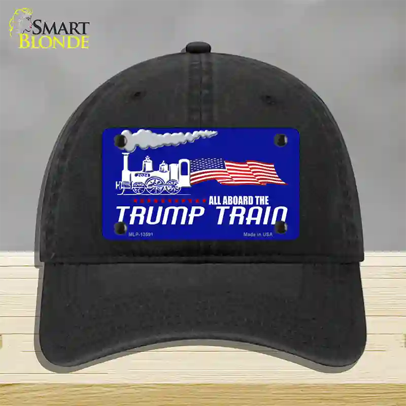 Trump Train Novelty License Plate Hat Tag Unconstructed Cotton / Black