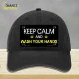 Keep Calm Wash Your Hands Novelty License Plate Hat Tag Unconstructed Cotton / Black