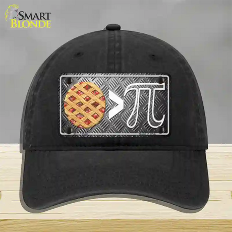 Pie Greater Than Pi Novelty License Plate Hat Tag Unconstructed Cotton / Black