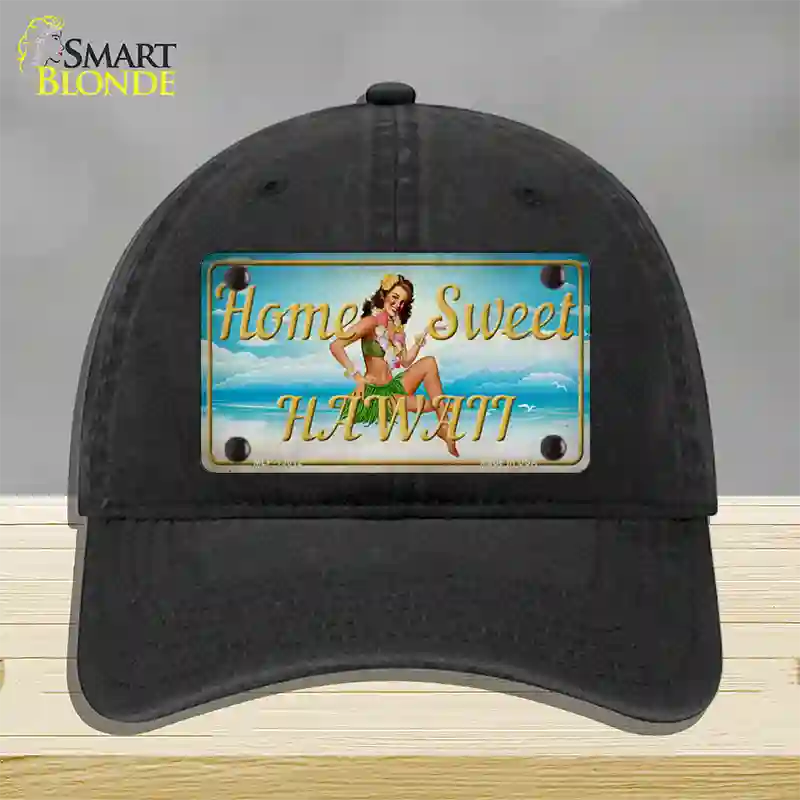 Home Sweet Hawaii Novelty License Plate Hat Tag Unconstructed Cotton / Black