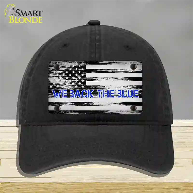 We Back The Blue Novelty License Plate Hat Tag Unconstructed Cotton / Black