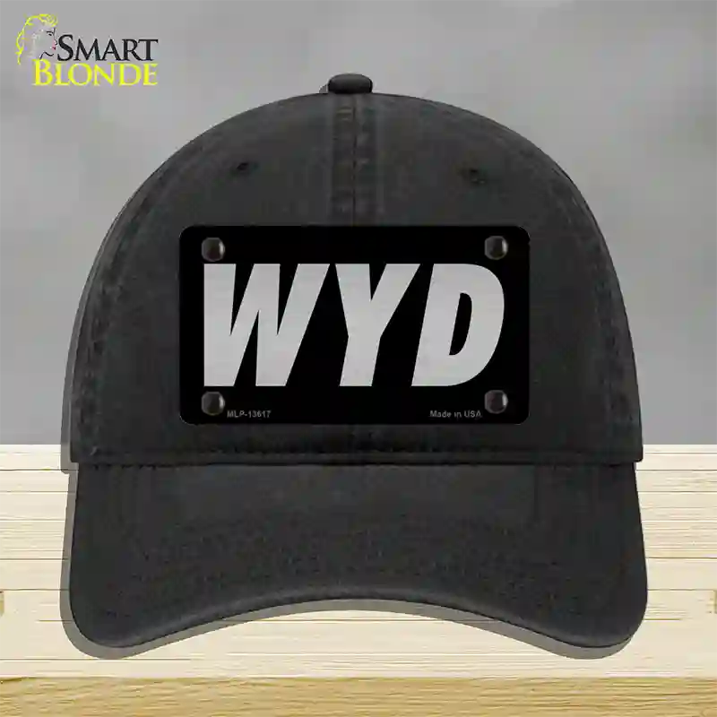 WYD Black Novelty License Plate Hat Tag Unconstructed Cotton / Black