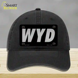 WYD Black Novelty License Plate Hat Tag Unconstructed Cotton / Black