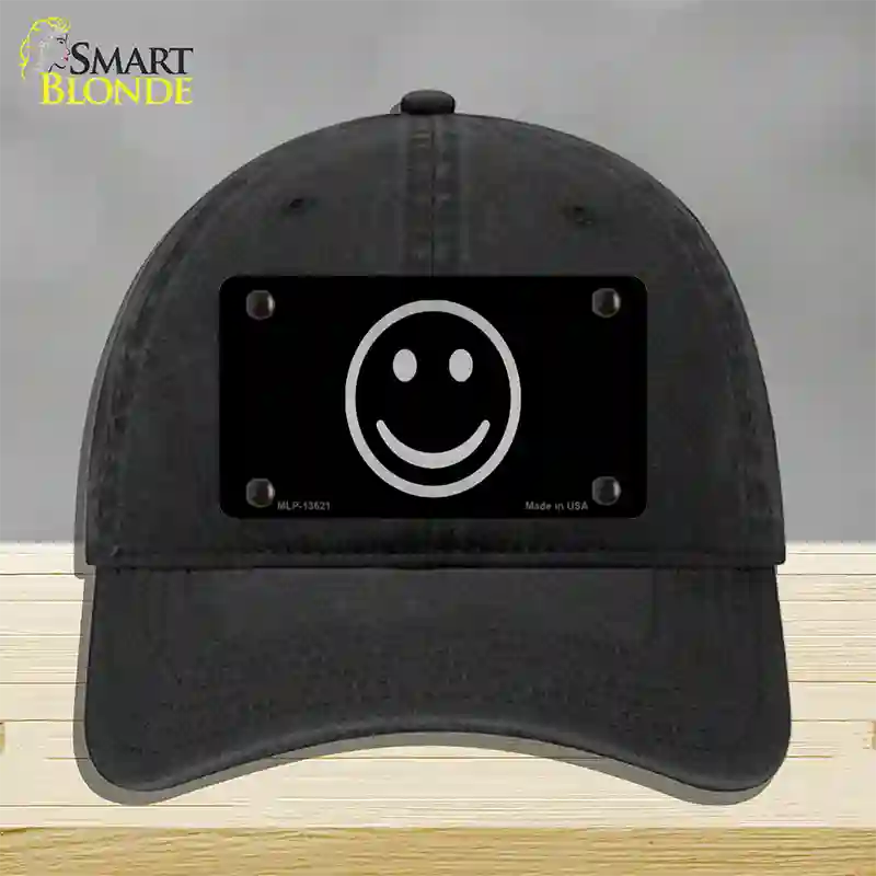 Smiley Black Novelty License Plate Hat Tag Unconstructed Cotton / Black