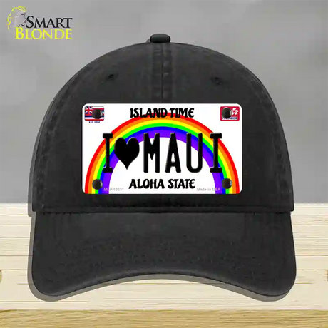 I Heart Maui Novelty License Plate Hat Tag Unconstructed Cotton / Black