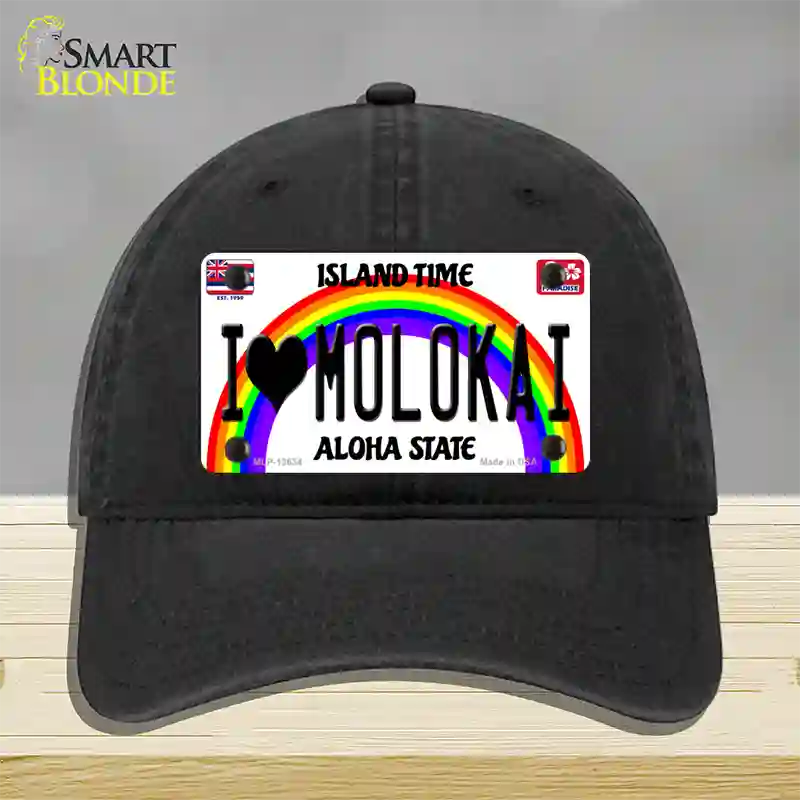 I Heart Molokai Novelty License Plate Hat Tag Unconstructed Cotton / Black