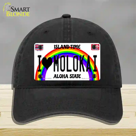 I Heart Molokai Novelty License Plate Hat Tag Unconstructed Cotton / Black