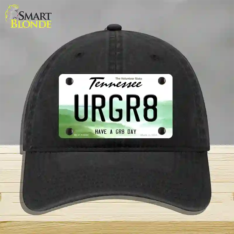 URGR8 Novelty License Plate Hat Tag Unconstructed Cotton / Black