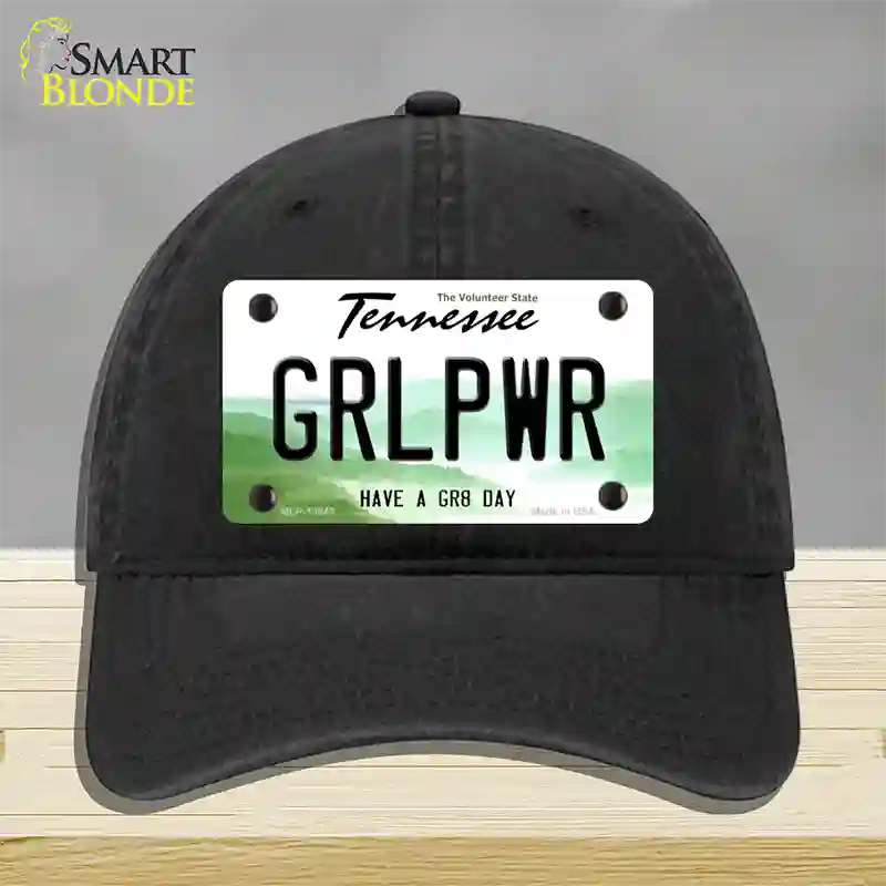 Girl Power Novelty License Plate Hat Tag Unconstructed Cotton / Black