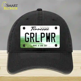 Girl Power Novelty License Plate Hat Tag Unconstructed Cotton / Black