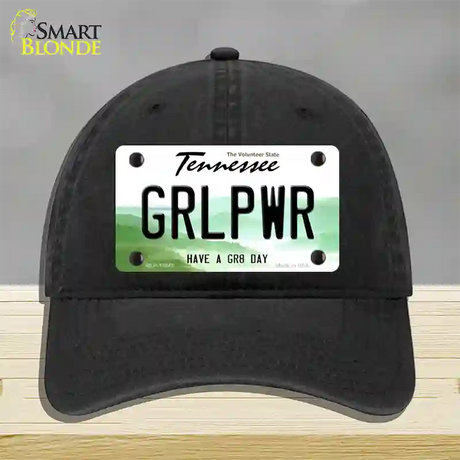 Girl Power Novelty License Plate Hat Tag Unconstructed Cotton / Black