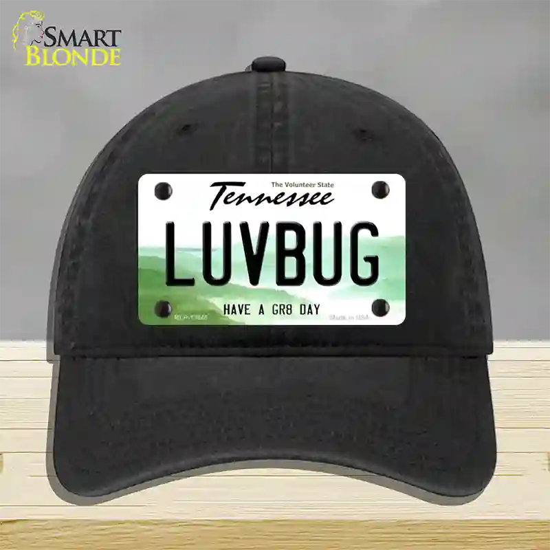 Love Bug Novelty License Plate Hat Tag Unconstructed Cotton / Black